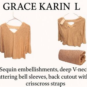 Grace Karin Women's Sweater with Sequin Embellishments